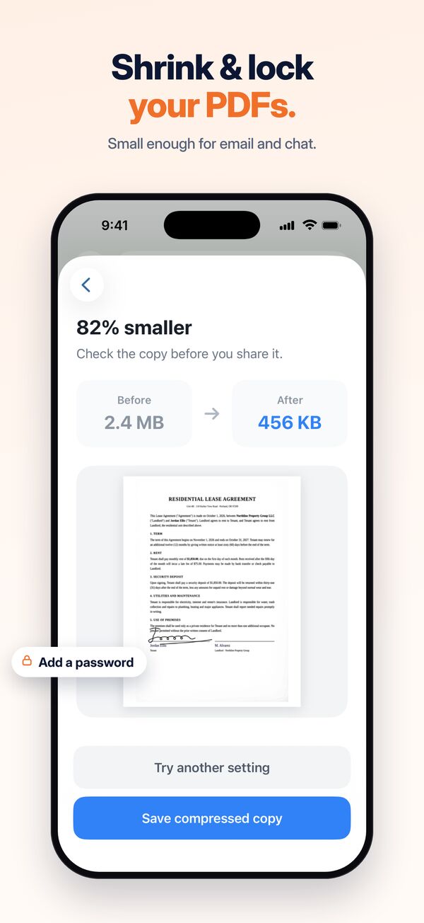 Compress and password-protect PDFs