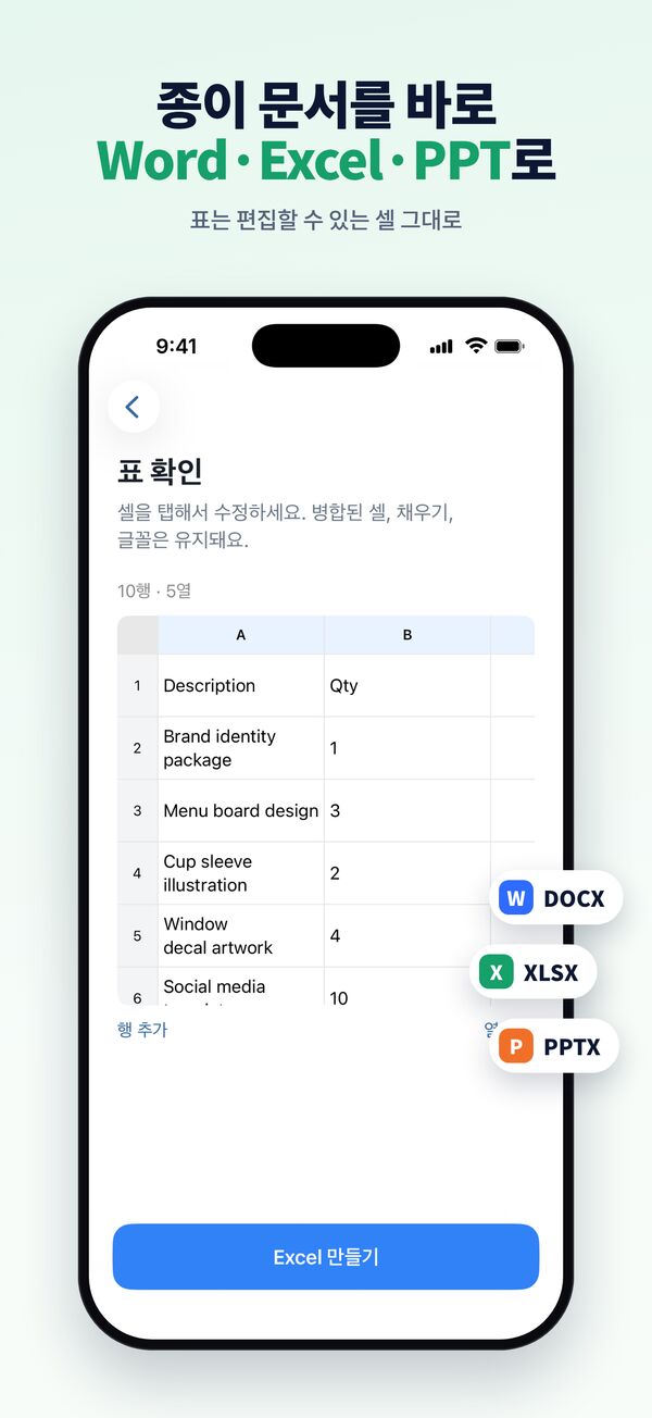 스캔한 문서를 워드·엑셀·파워포인트로 변환