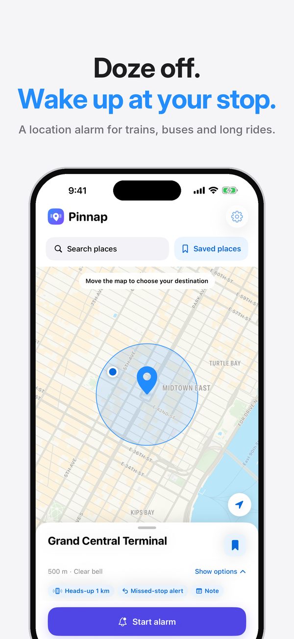 Doze off and wake up at your stop: set your destination on the map