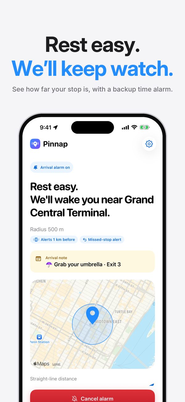 See how far your stop is while the alarm is on