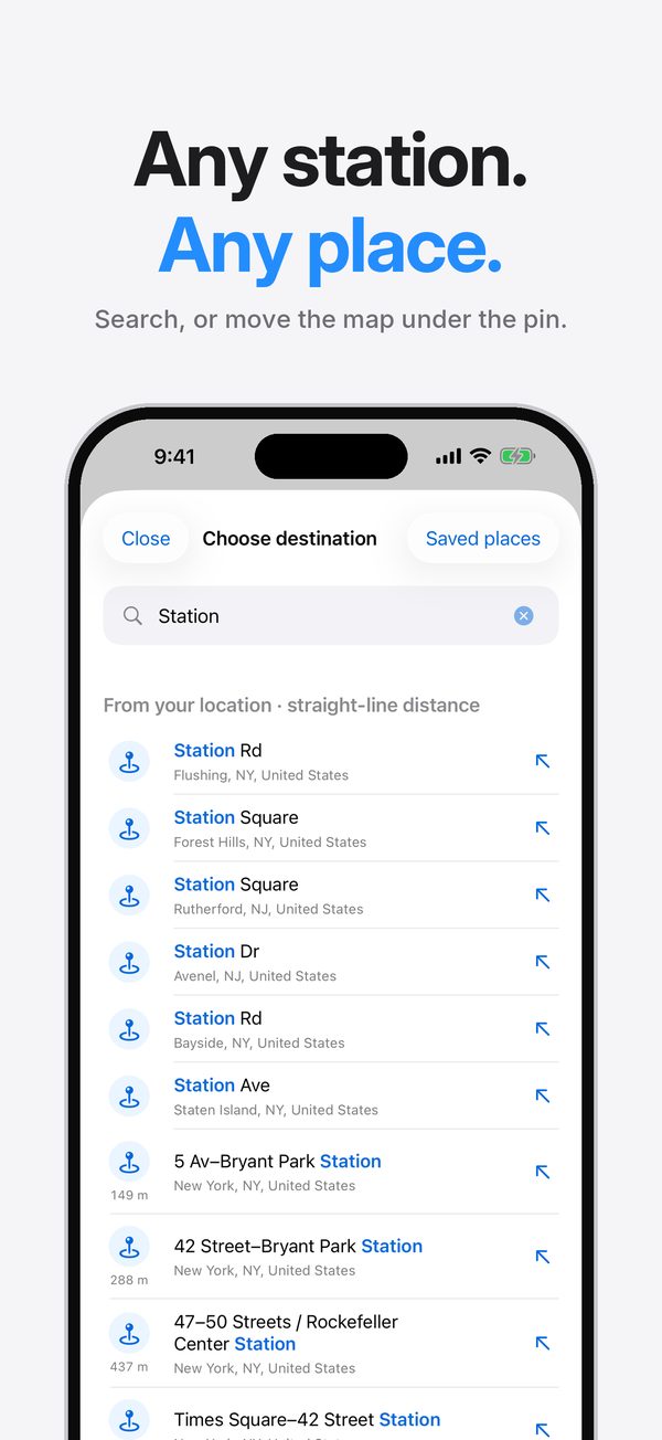 Search any station or place